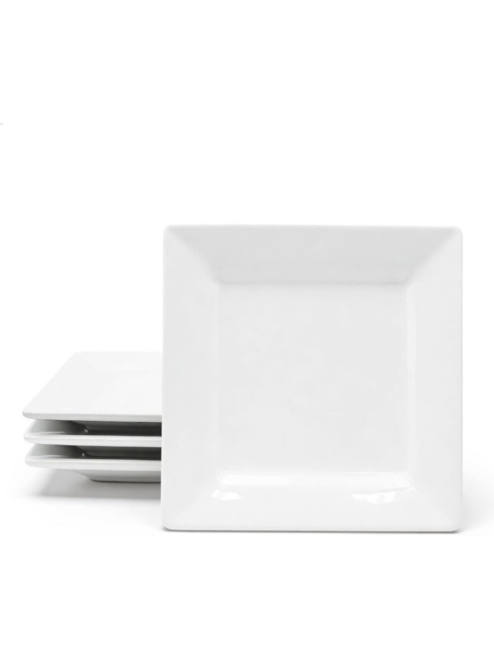 Square Ceramic Dinner Plates Set of 4 - 9.8 Inch Serving Plates for Salad